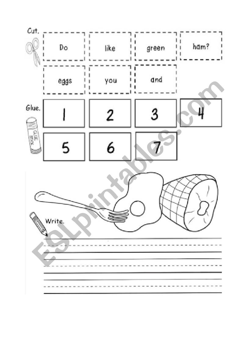 Food, scrambled sentences worksheet