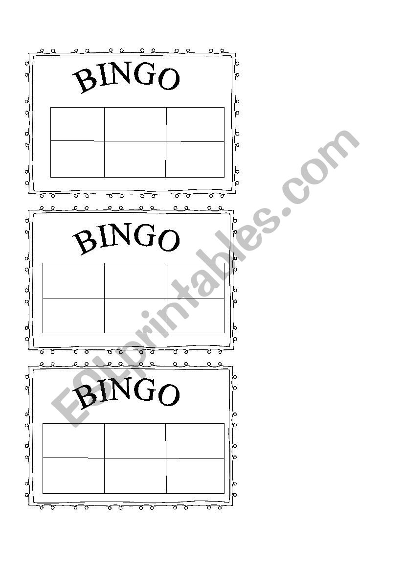 BINGO TEMPLATE worksheet