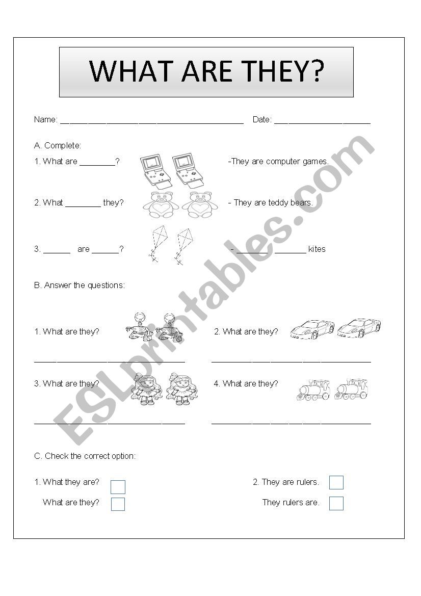 WHAT ARE THEY? worksheet
