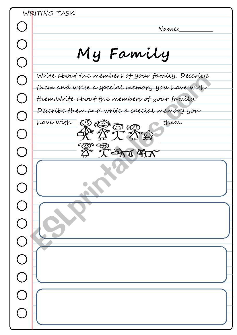 WRITING TASK: MY FAMILY worksheet