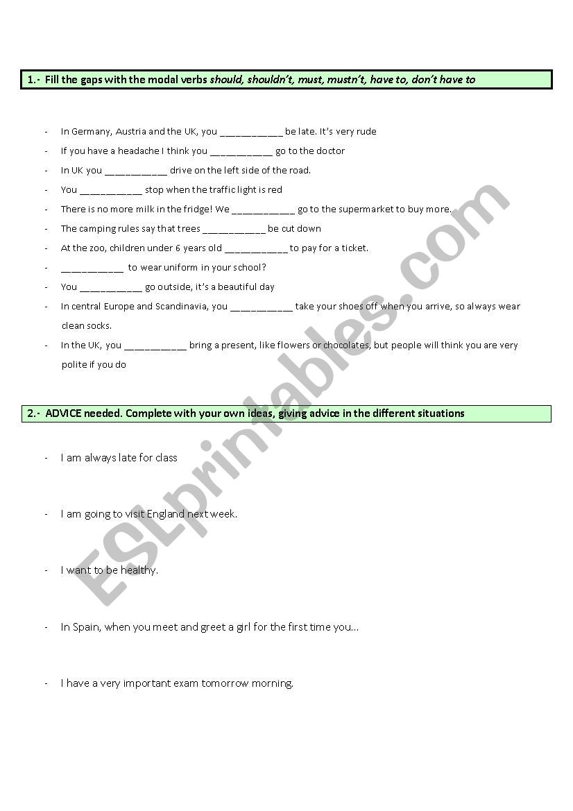 Advice and second conditional exam