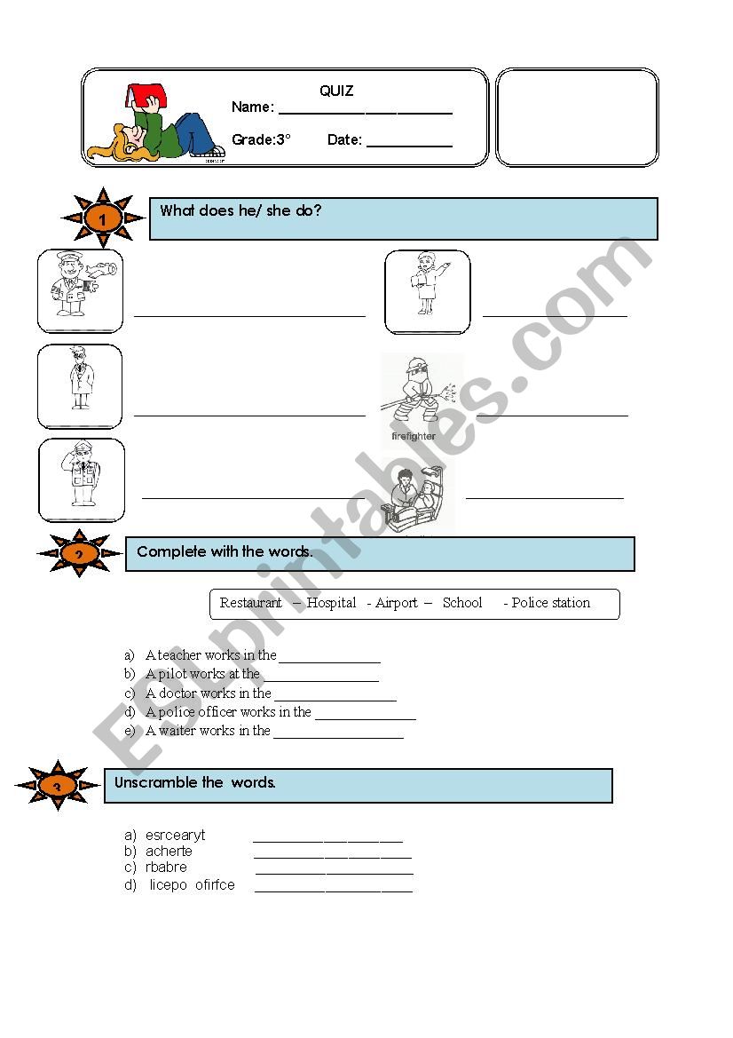 what does he/she do? worksheet
