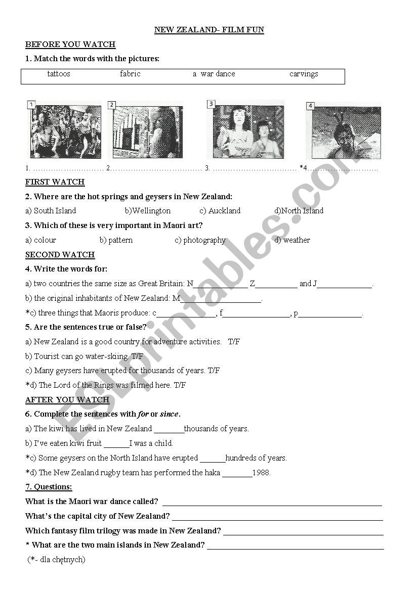 NEW ZEALAND WORKSHEET worksheet