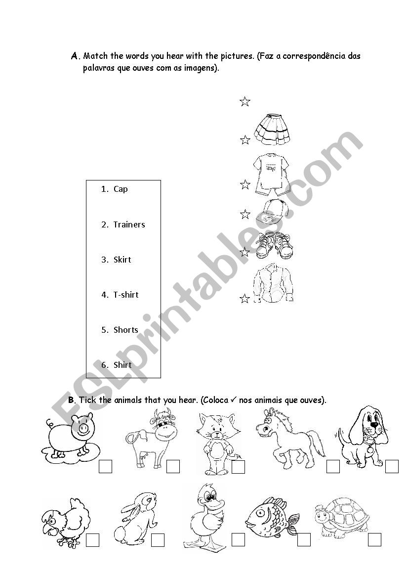 English test for kids worksheet