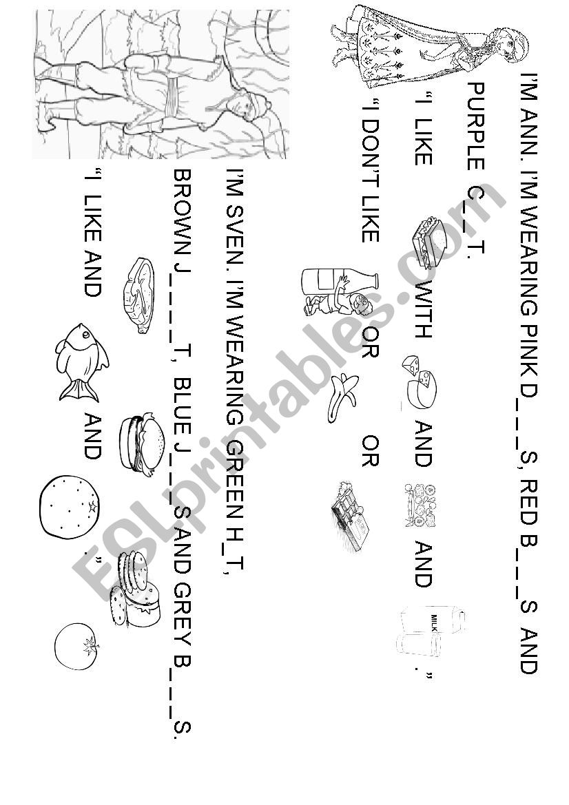 Frozen-clothes & food worksheet