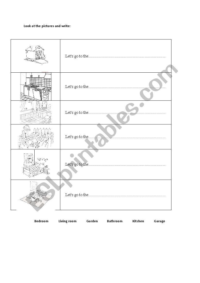 Rooms in the house worksheet