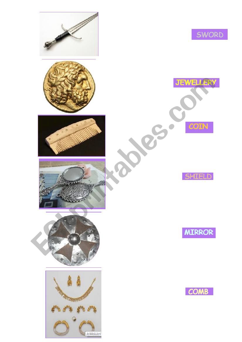 Materials vocabulary worksheet