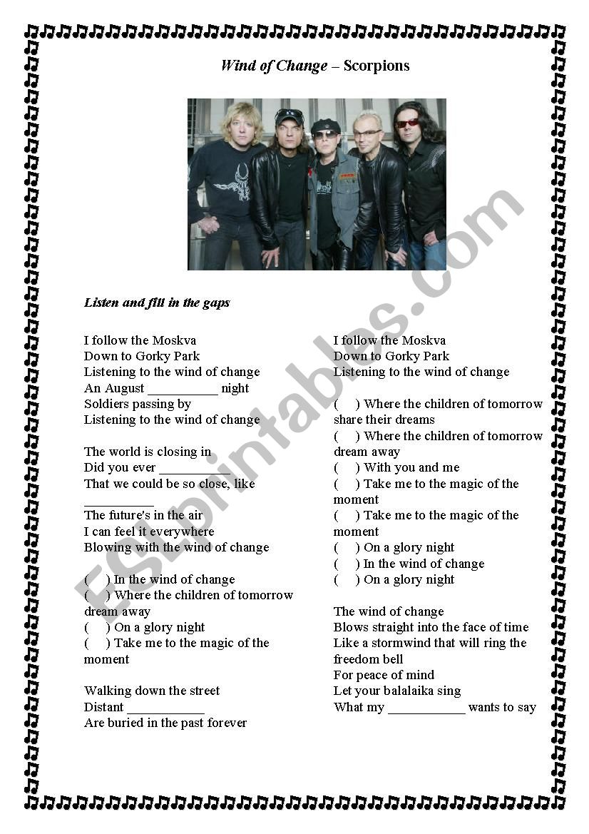 Wind of Change - Scorpions worksheet