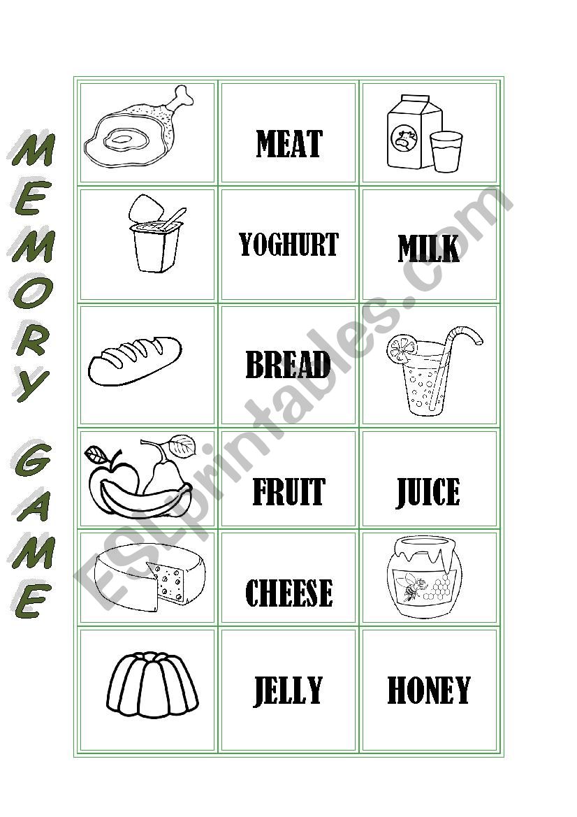 Memory Game worksheet