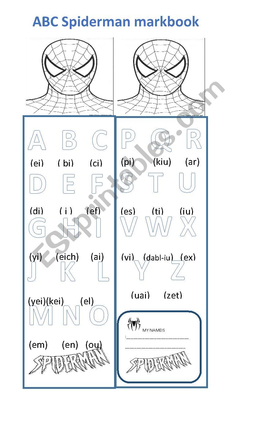 Alphabet markbook worksheet