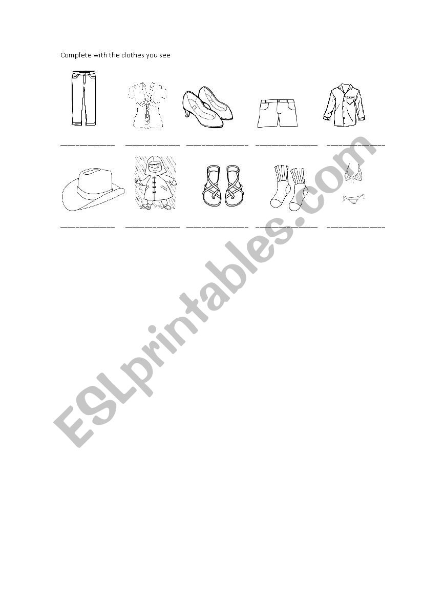 Clothes worksheet