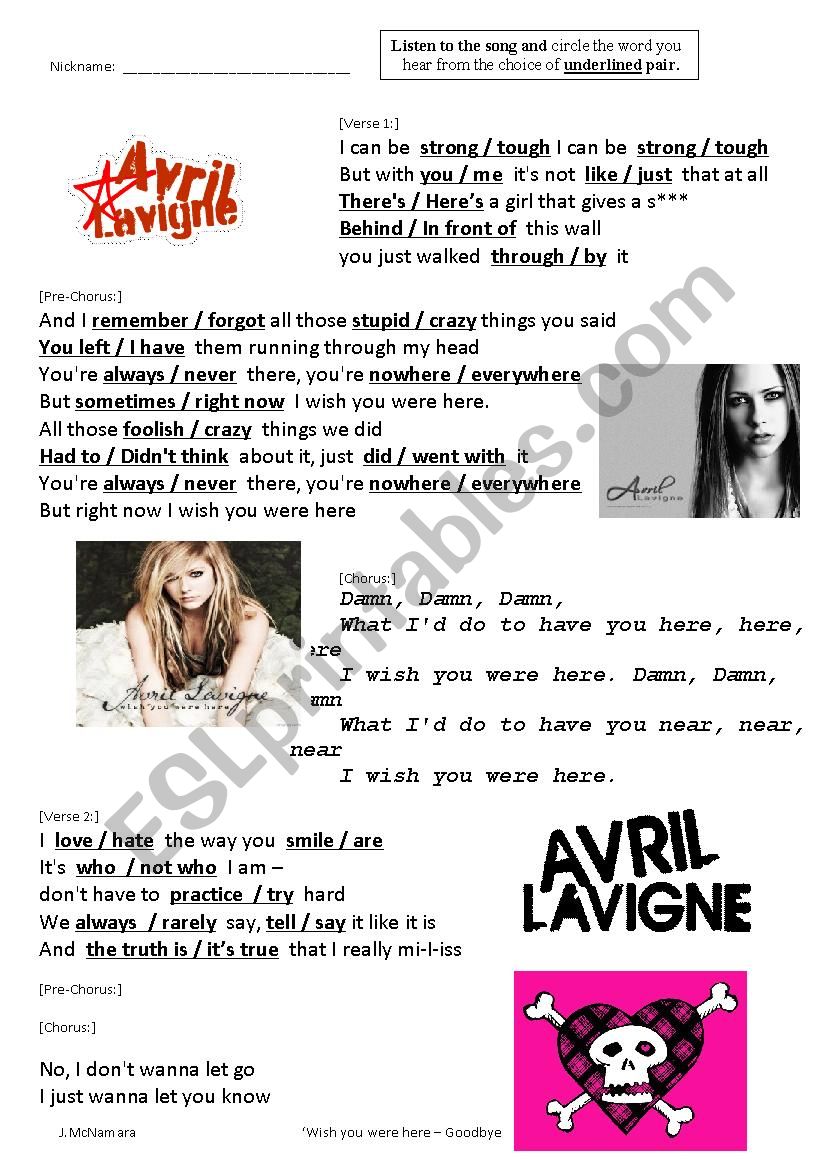 Wish You Were Here - Goodbye Lullaby by Avril Lavigne