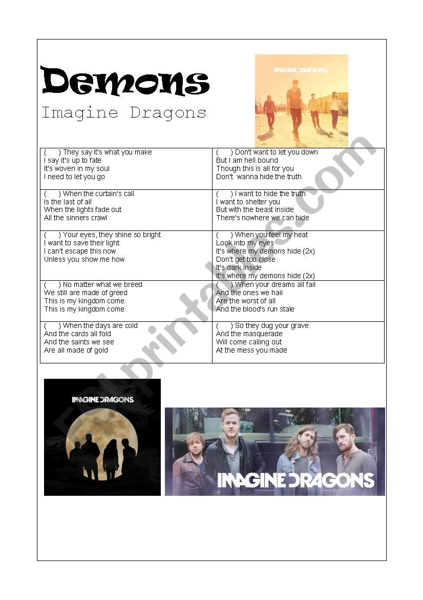 Song Activity - Demons - Imagine Dragons