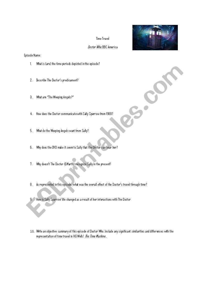 DOCTOR WHO BLINK worksheet