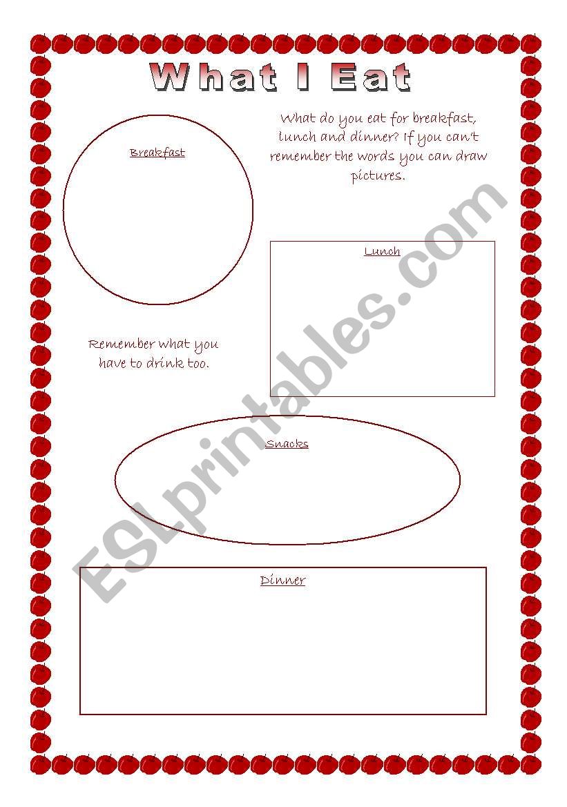 What I Eat worksheet