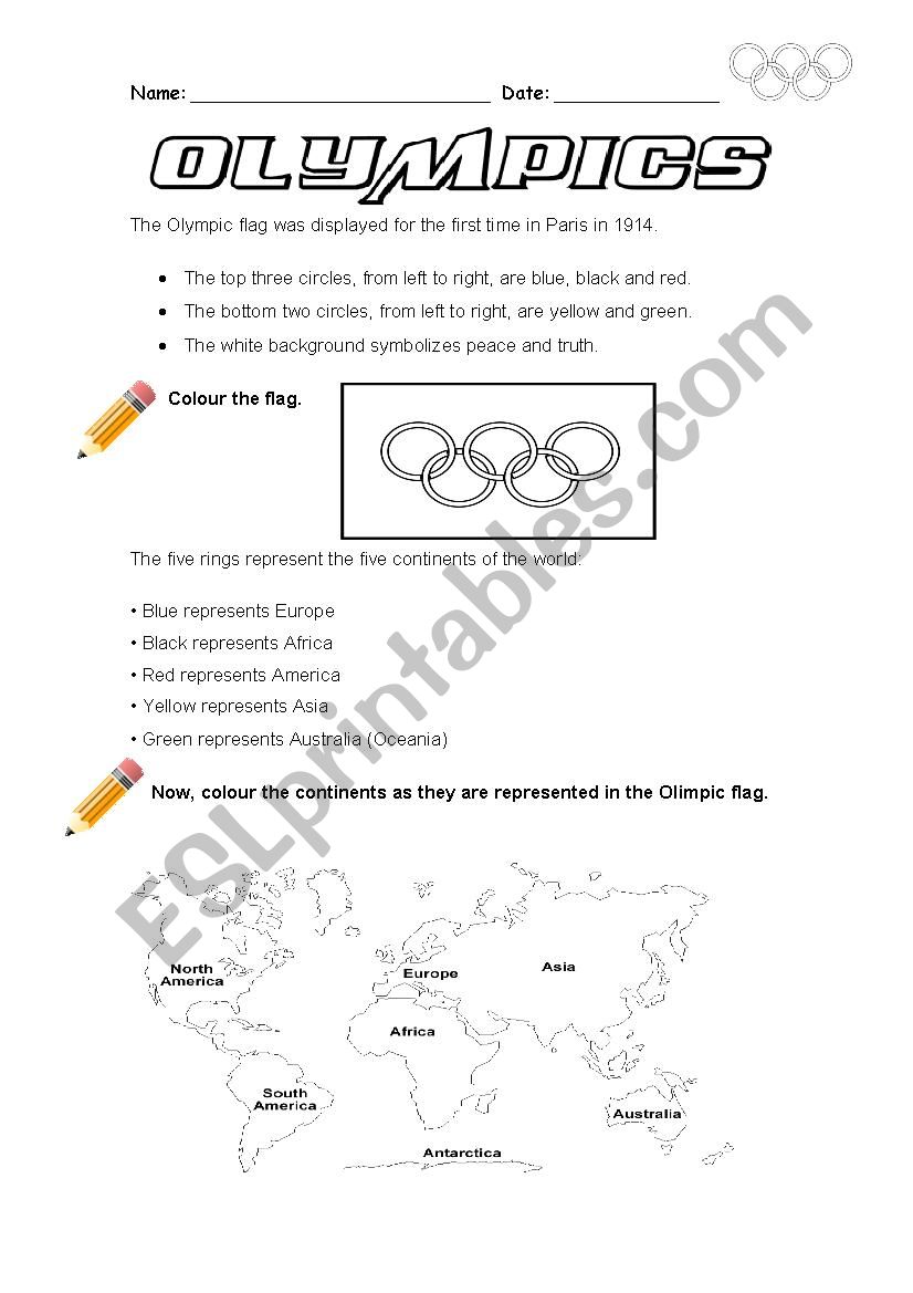 Olympics flag facts worksheet
