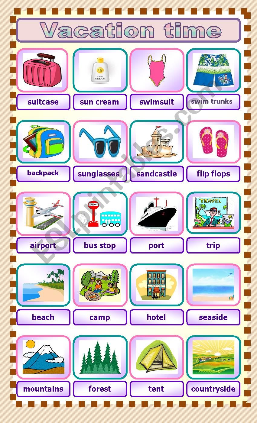Time to go on a vacation! - ESL worksheet by Andromaha