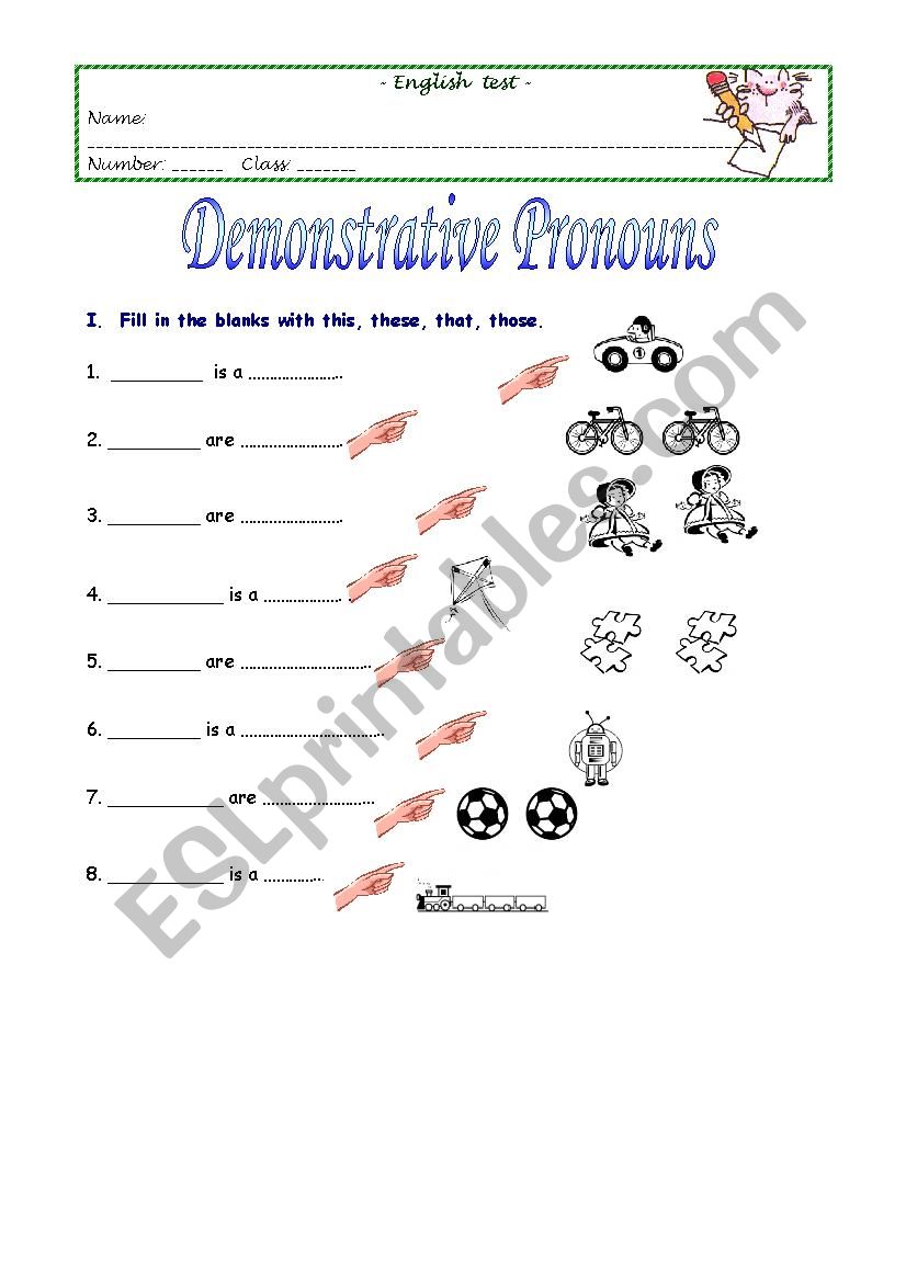 Demonstratives using toys vocabulary