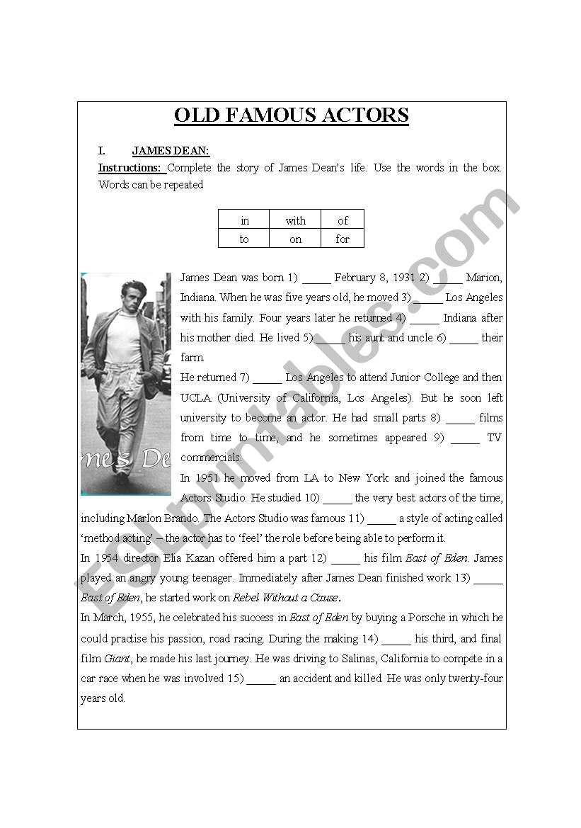 OLD FAMOUS ACTORS worksheet