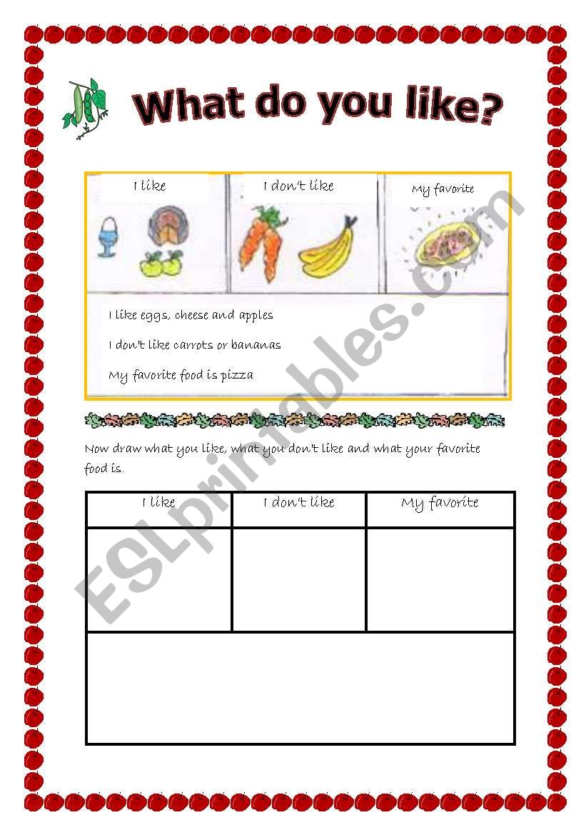 What do you like? Food (2 pages)