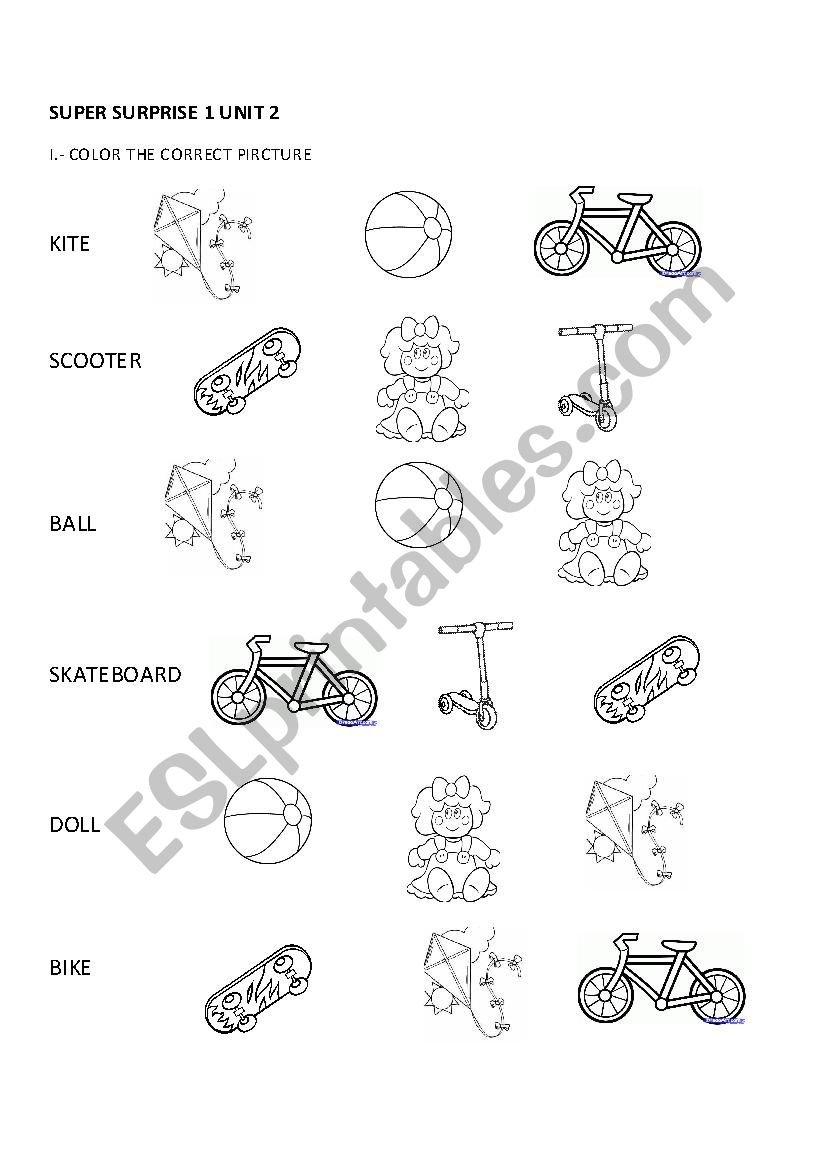 Super surprise 1 unit 2 Toys worksheet