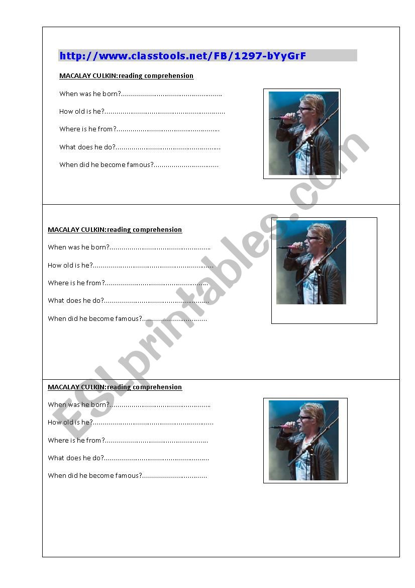 reding comprehension worksheet