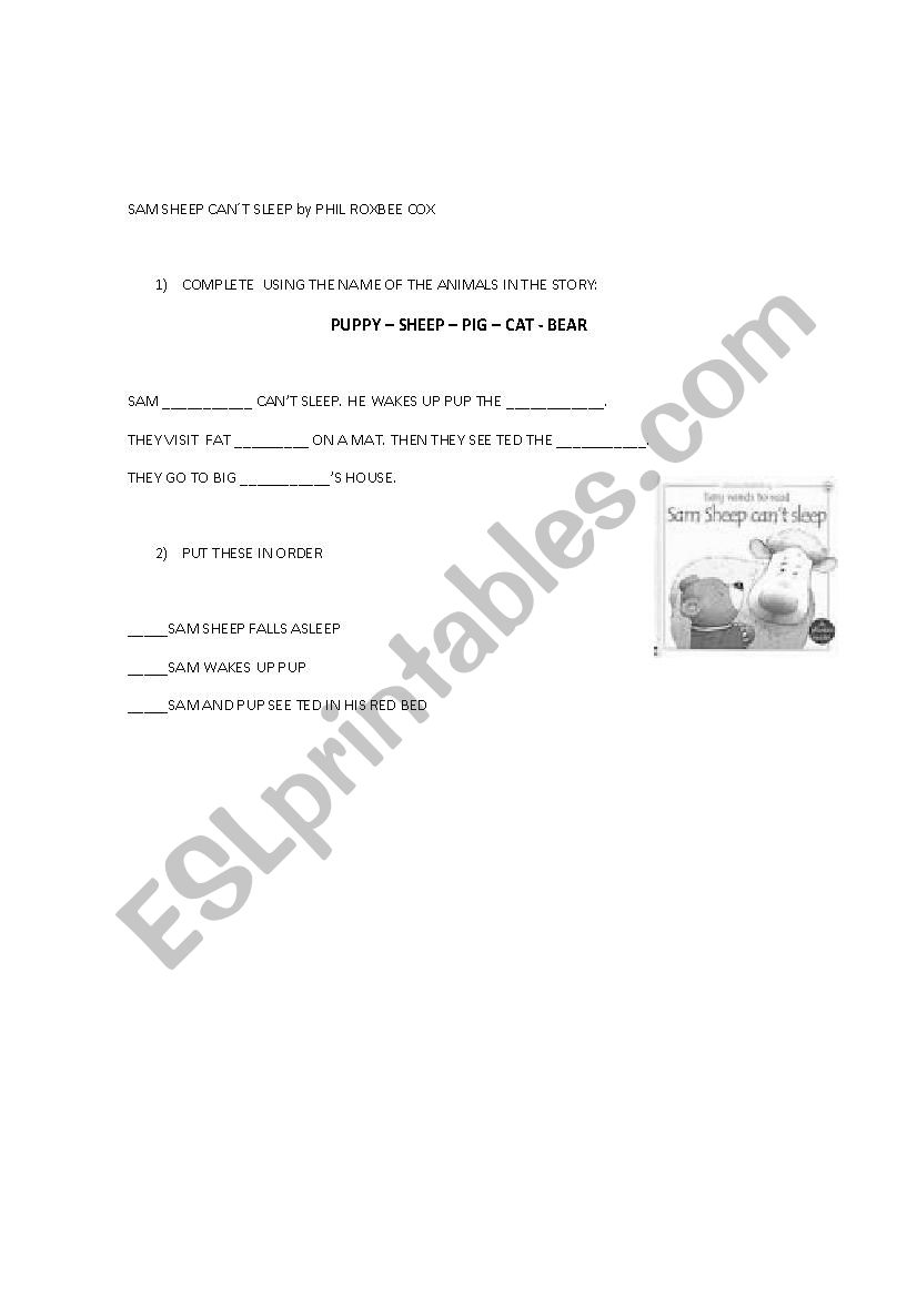 sam sheep cant sleep worksheet