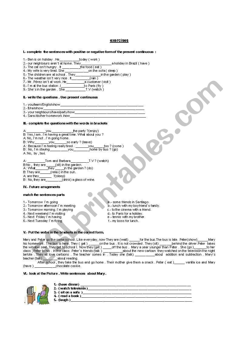 present continuous worksheet