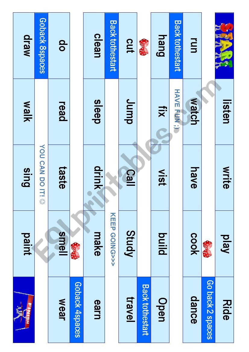 Verbs Board Game worksheet