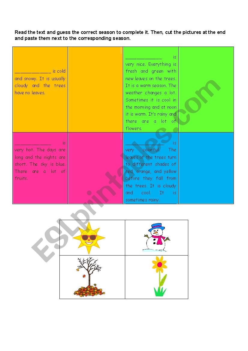 Seasons worksheet
