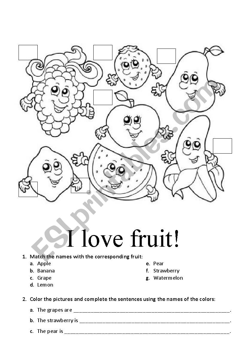 Learning about fruit worksheet