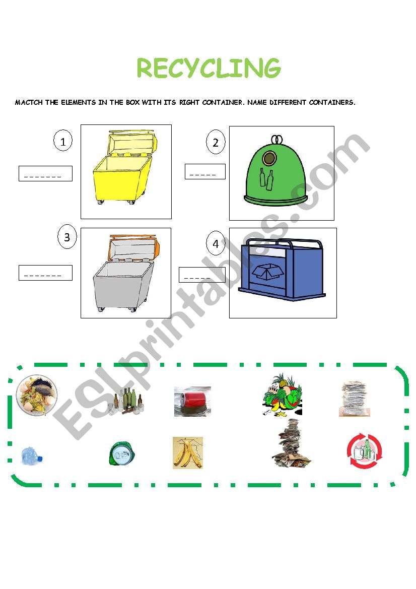 WE SHOULD RECYCLE worksheet
