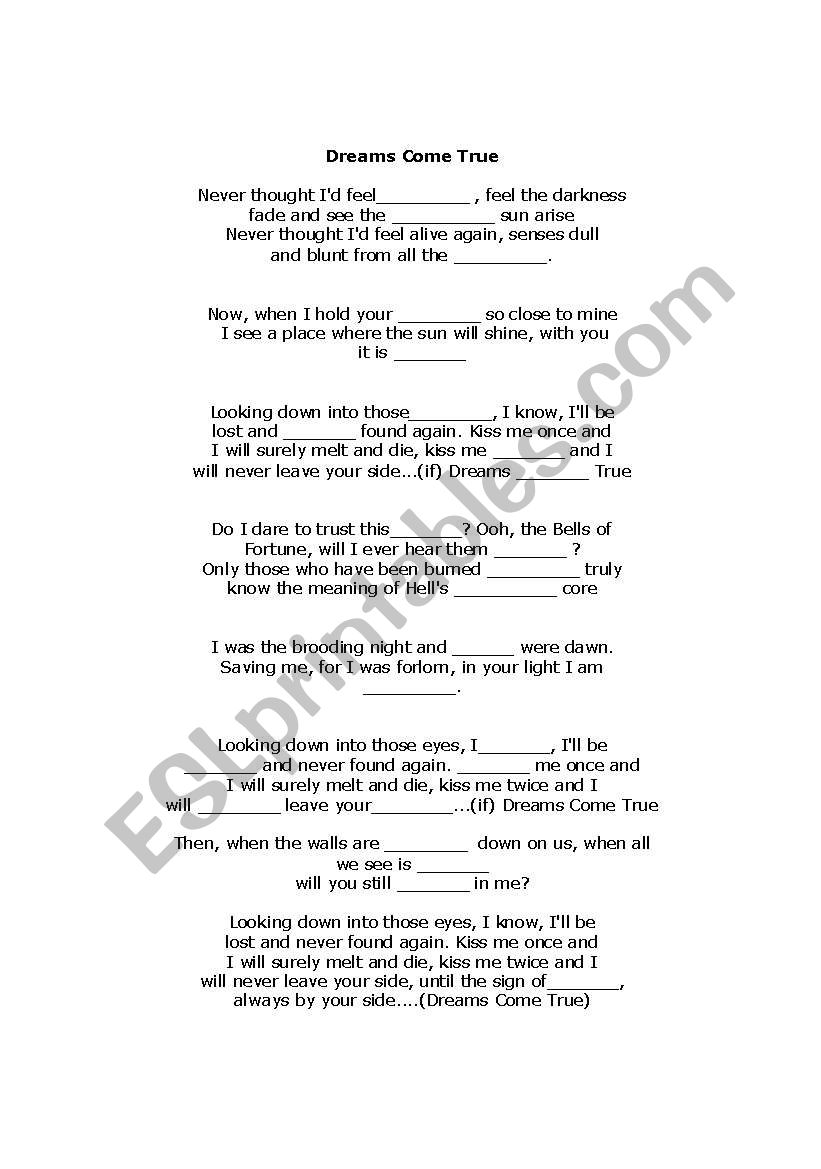 Dreams Come True worksheet