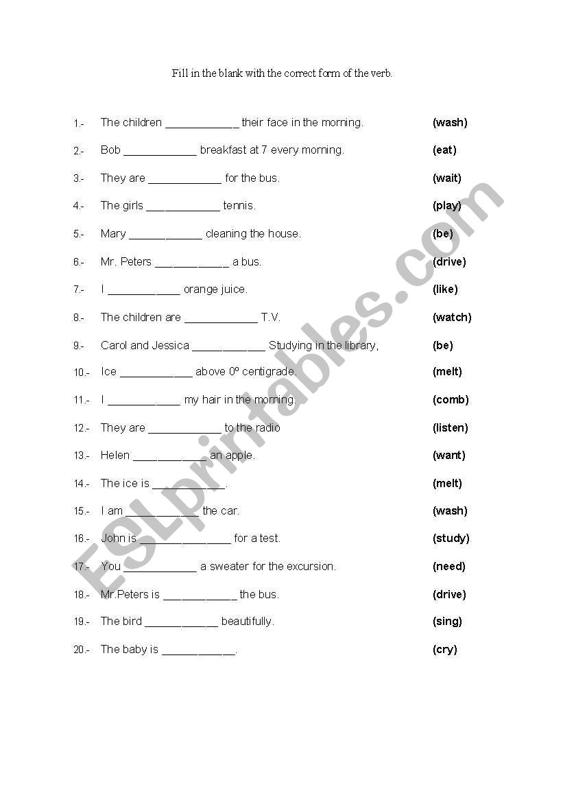 Present simple and present participle.
