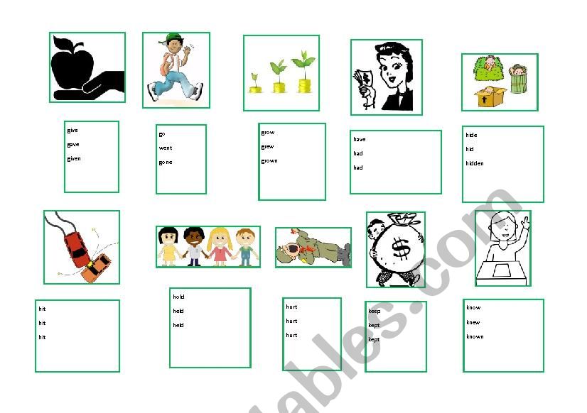 Irregular verbs - 31-40 - ESL with clipart