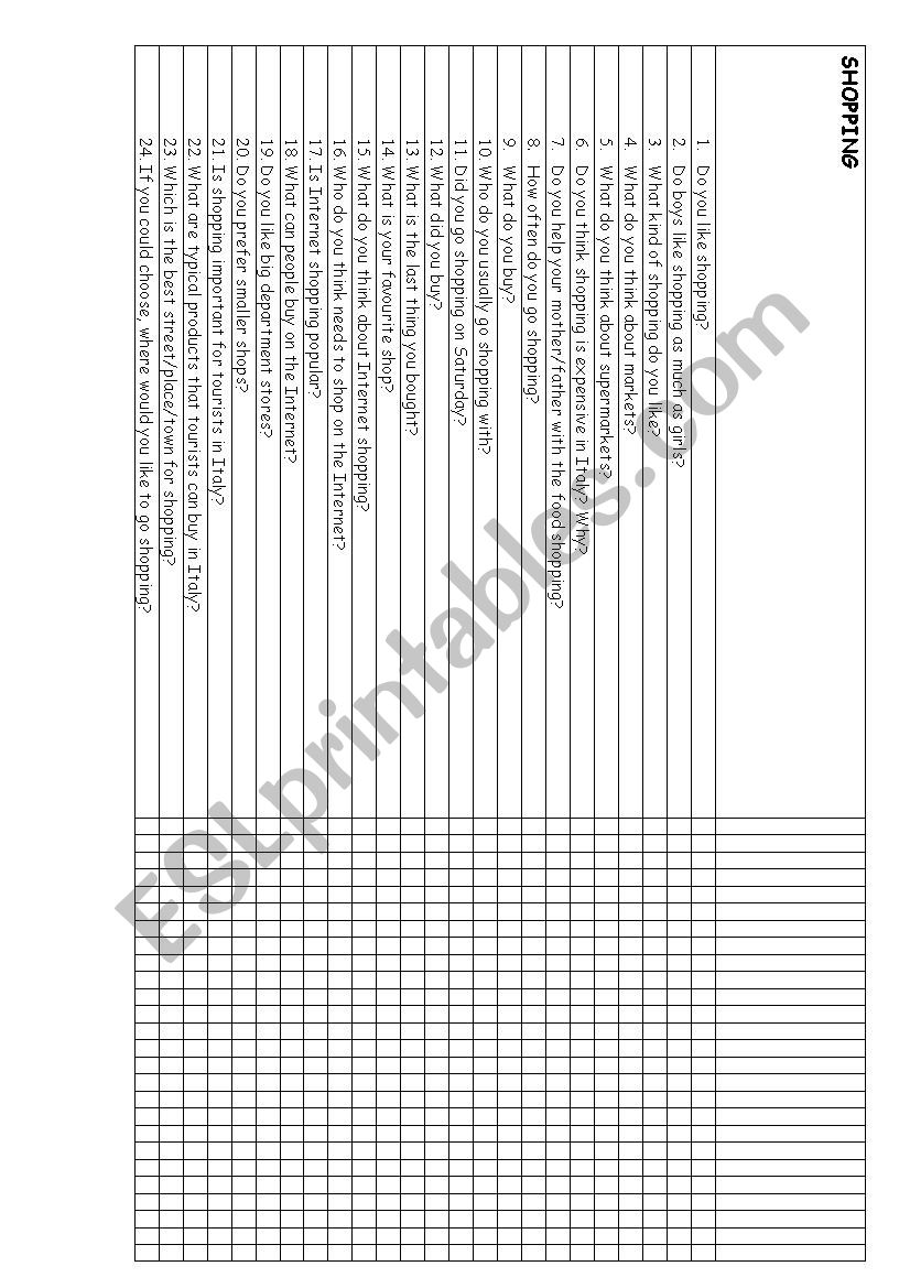 trinity grade 4 shopping worksheet