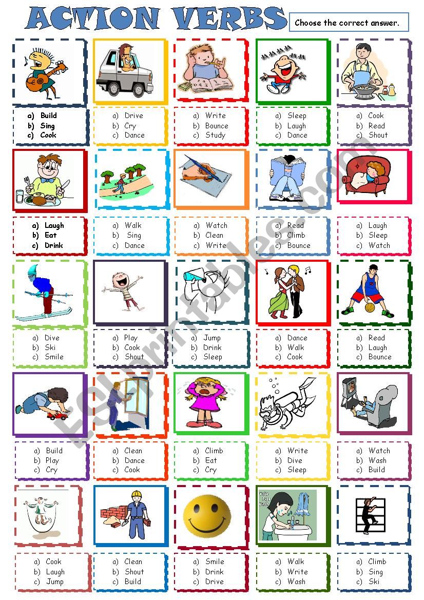 Action Verbs Esl Lesson