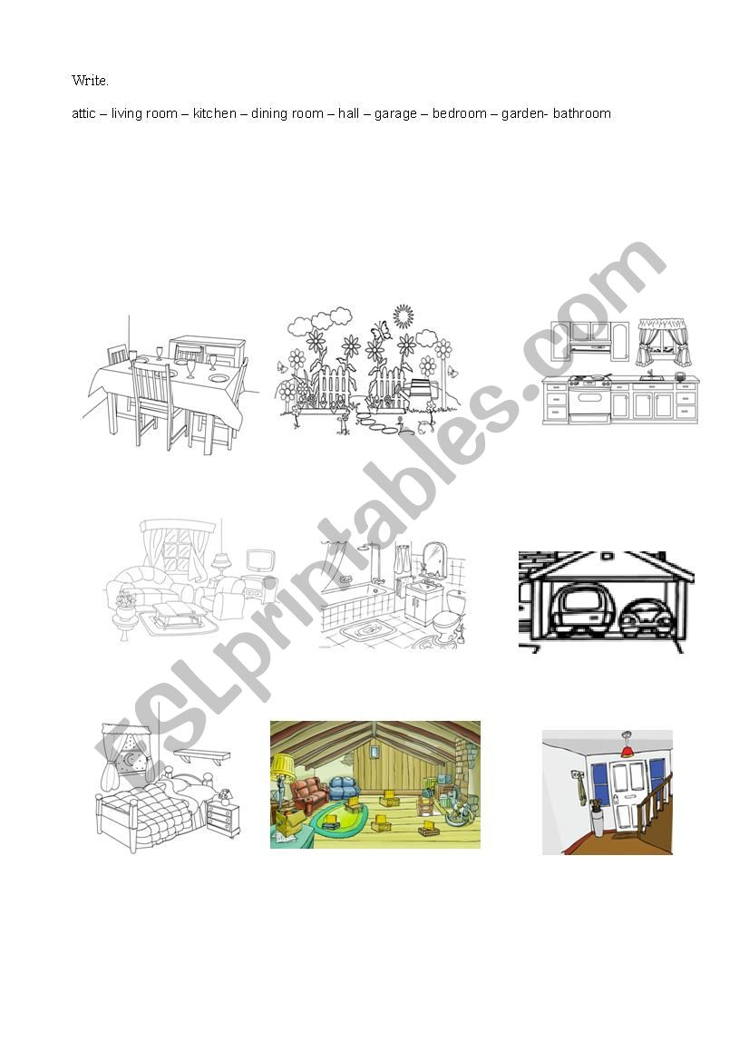 parts of the house worksheet