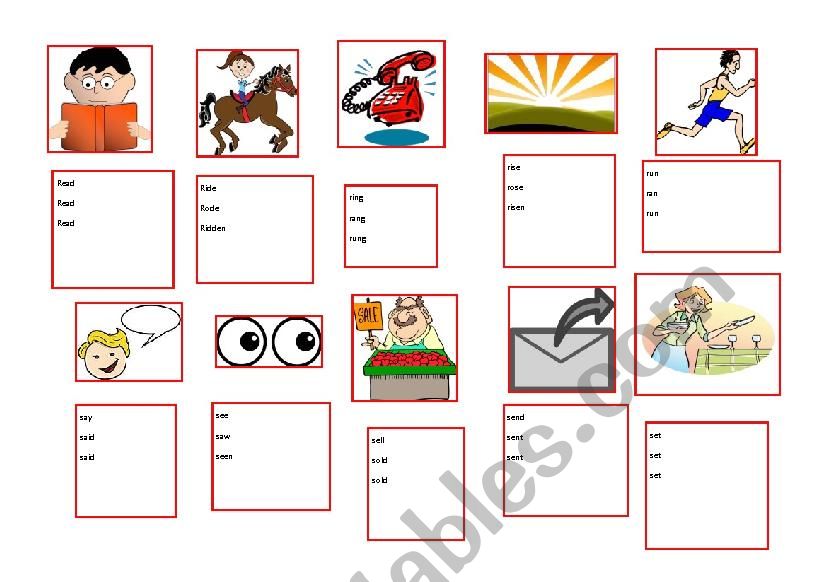 Irregular verbs - 51-60 - ESL with clipart