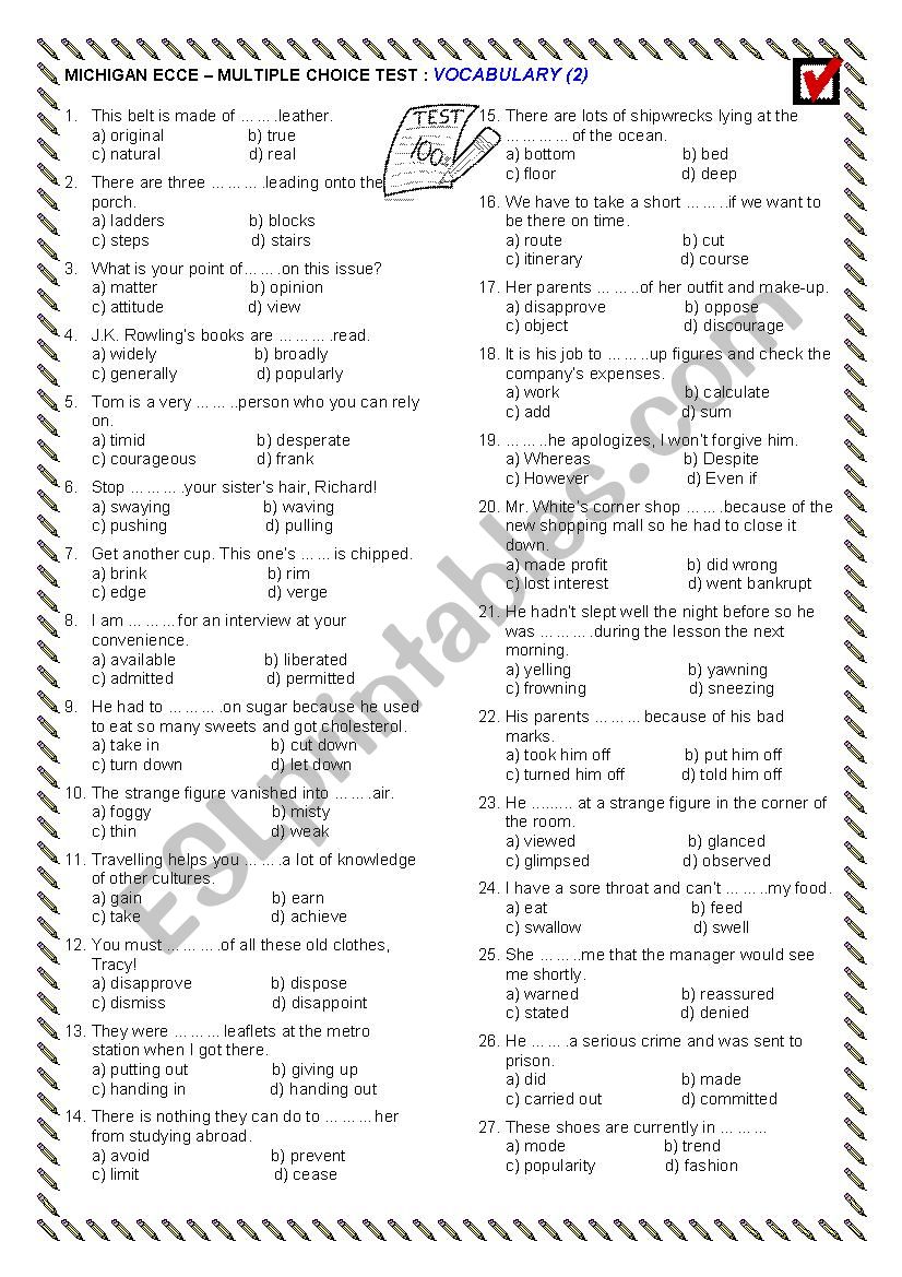 ECCE - Vocabulary Review 2 with KEY