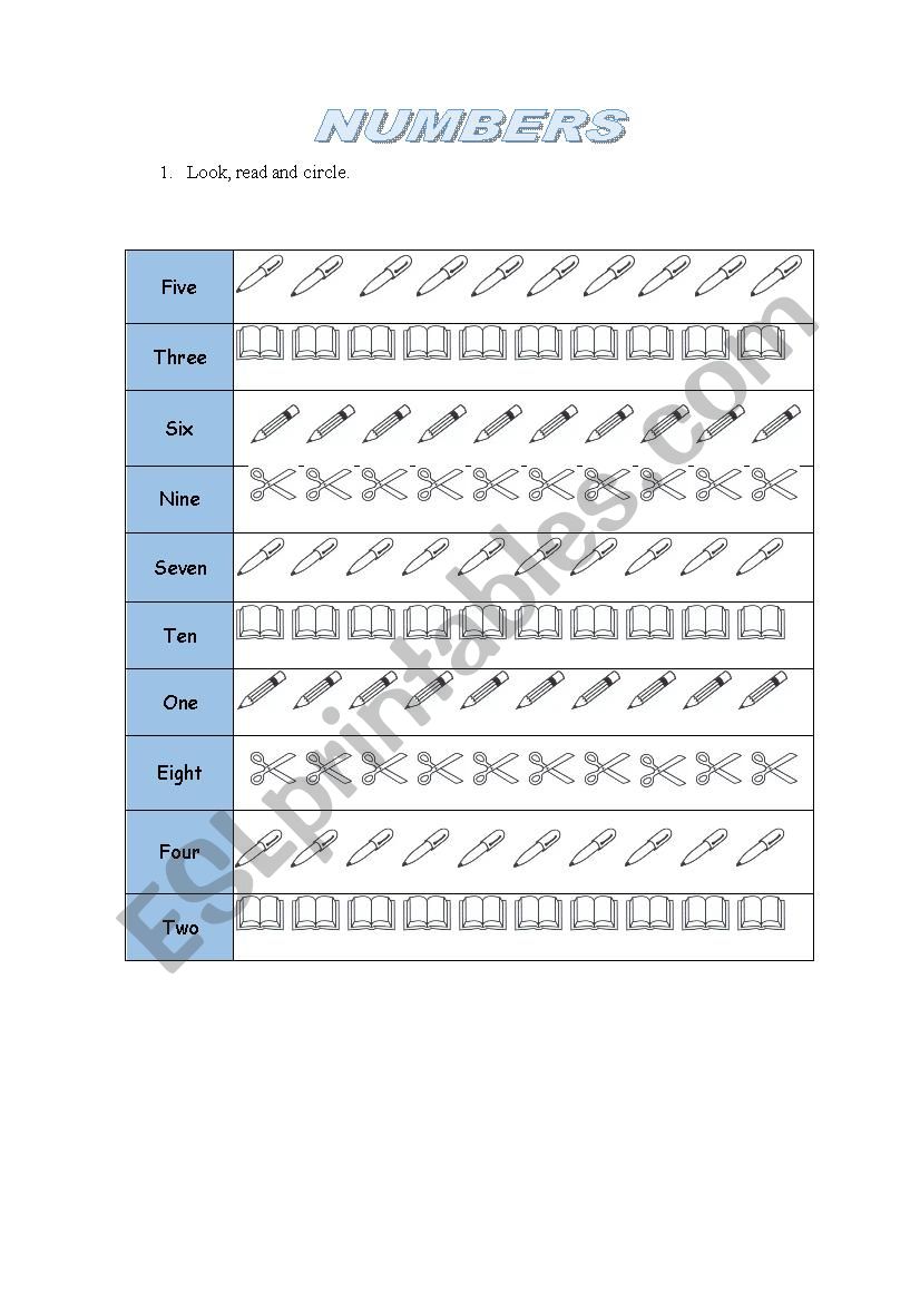 Numbers worksheet