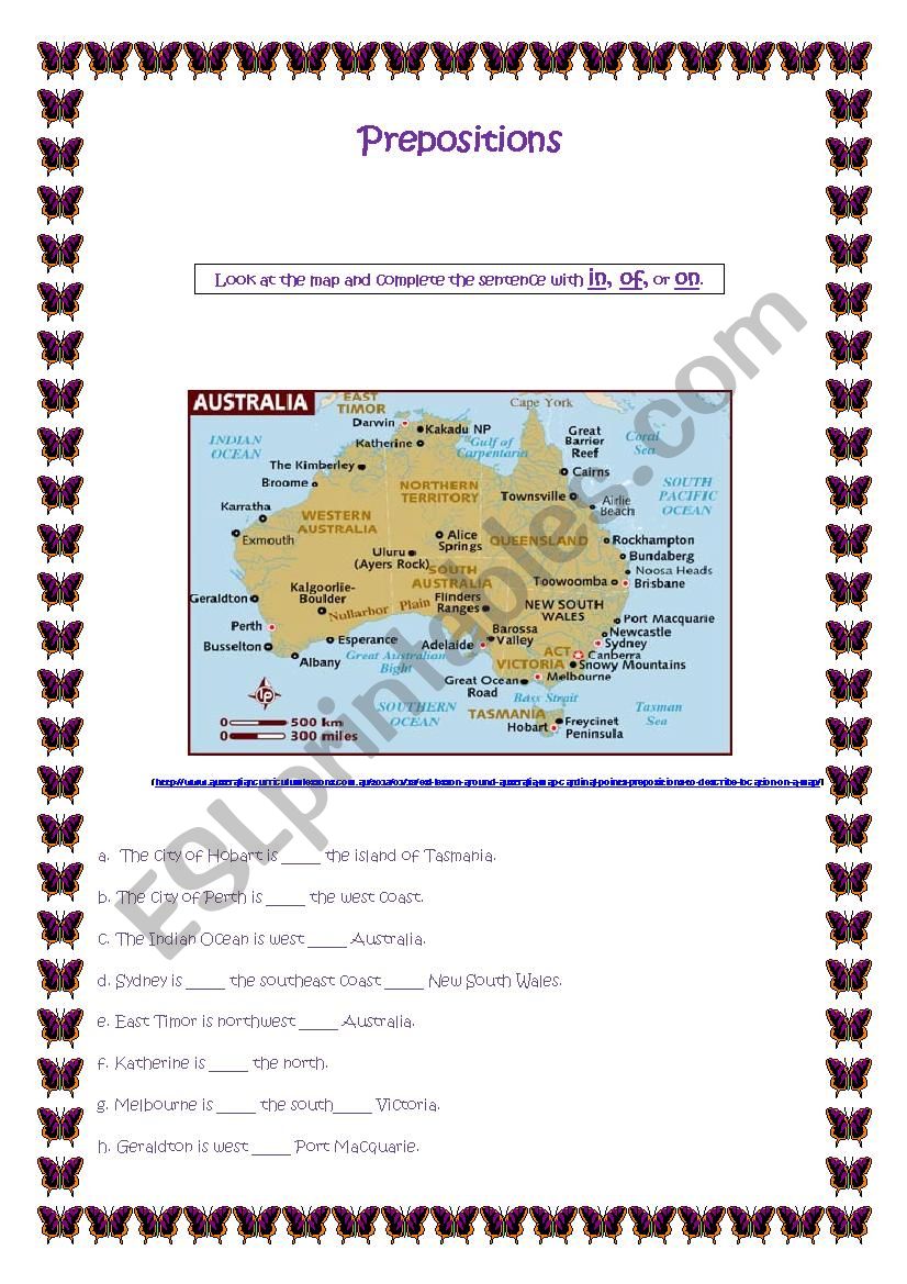 Prepositions worksheet