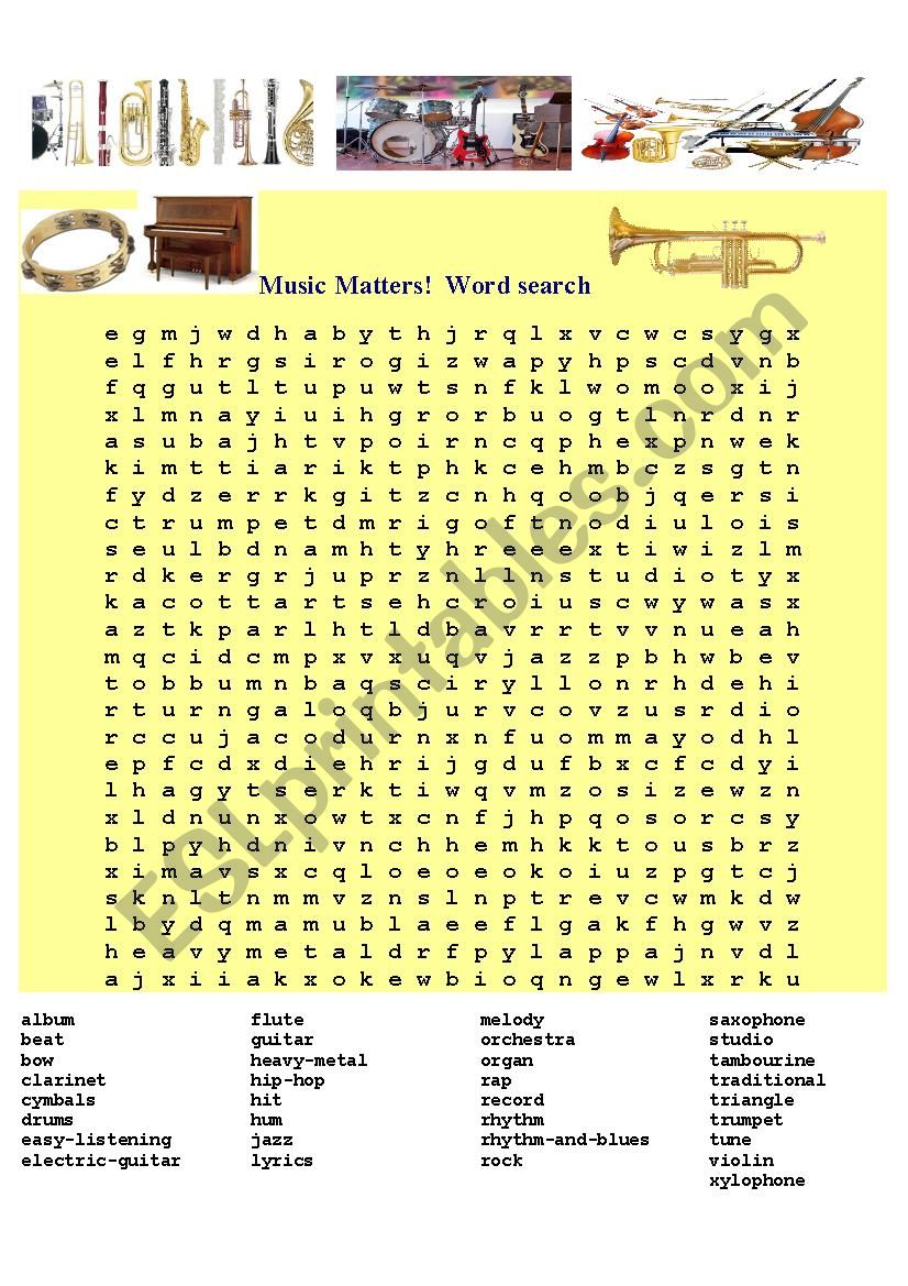 Music Matters!  Word Search worksheet
