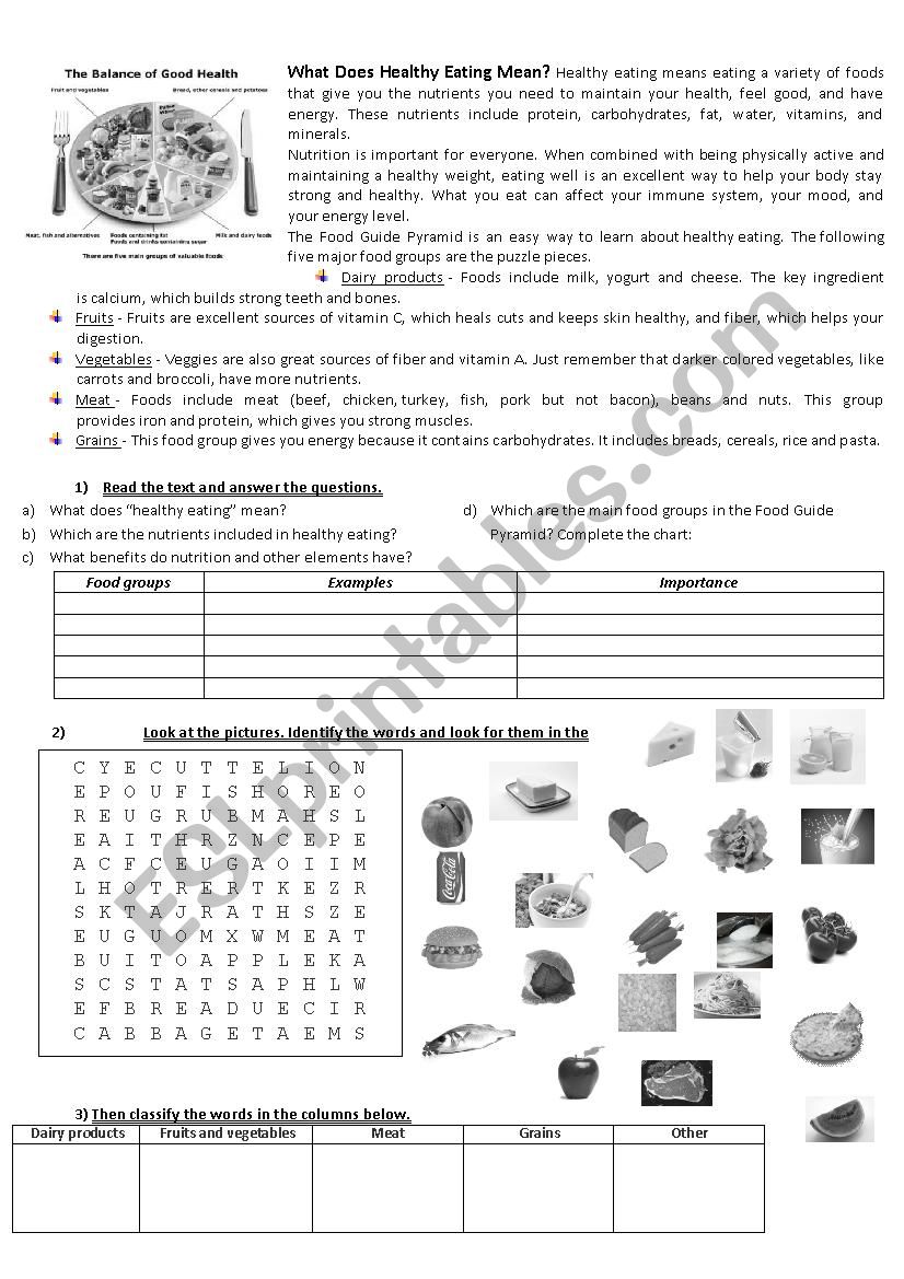Healthy Eating  worksheet