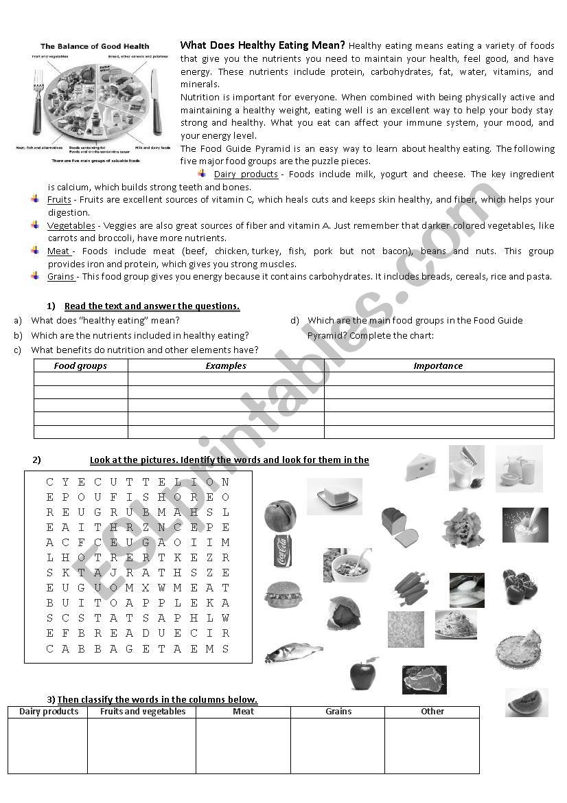 Healthy Eating  worksheet