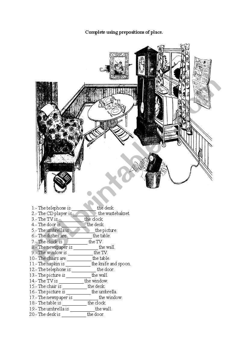 Prepositions of place 2 worksheet