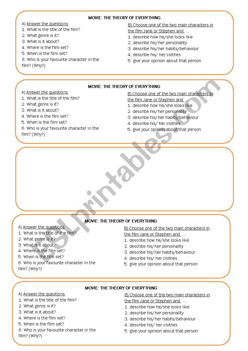 Genius- Theory of everything worksheet