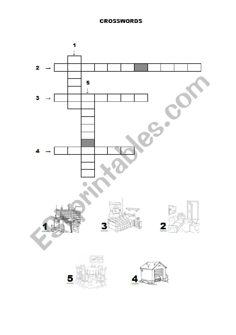 PARTS OF THE HOUSE - CROSSWORDS