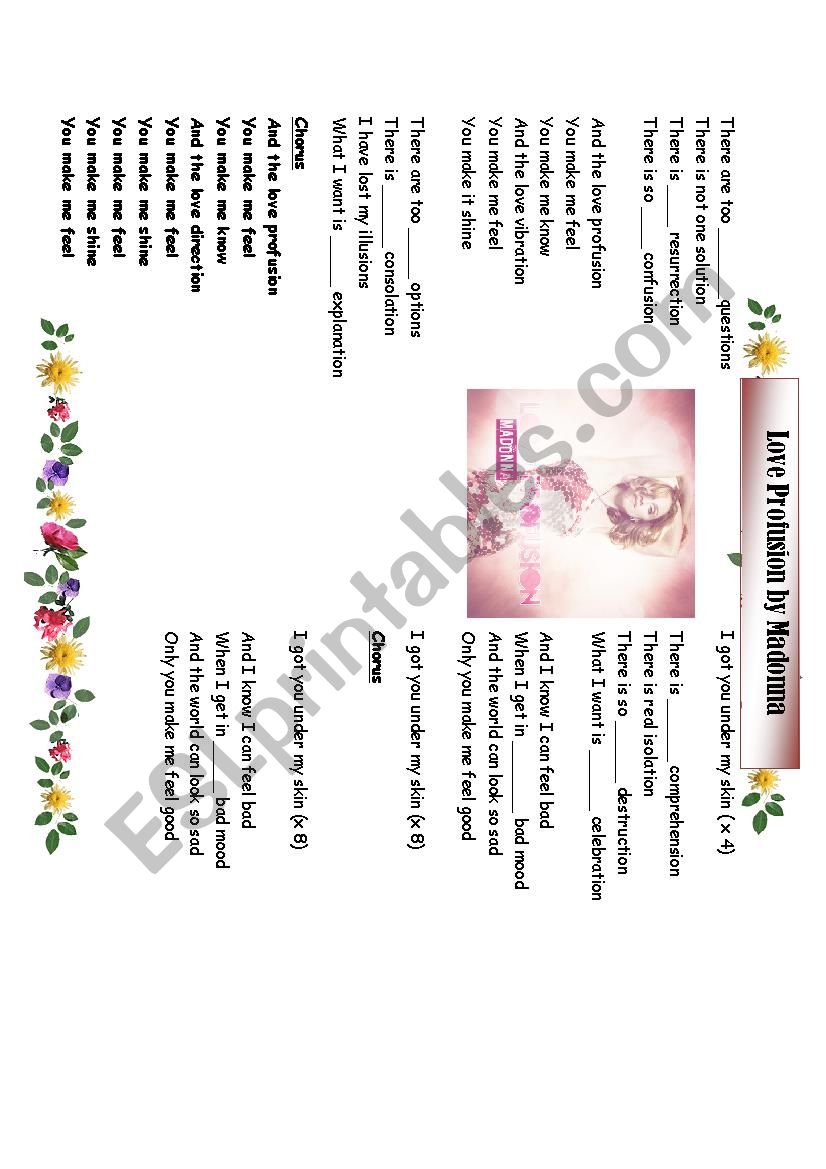 Love Profusion by Madonna worksheet