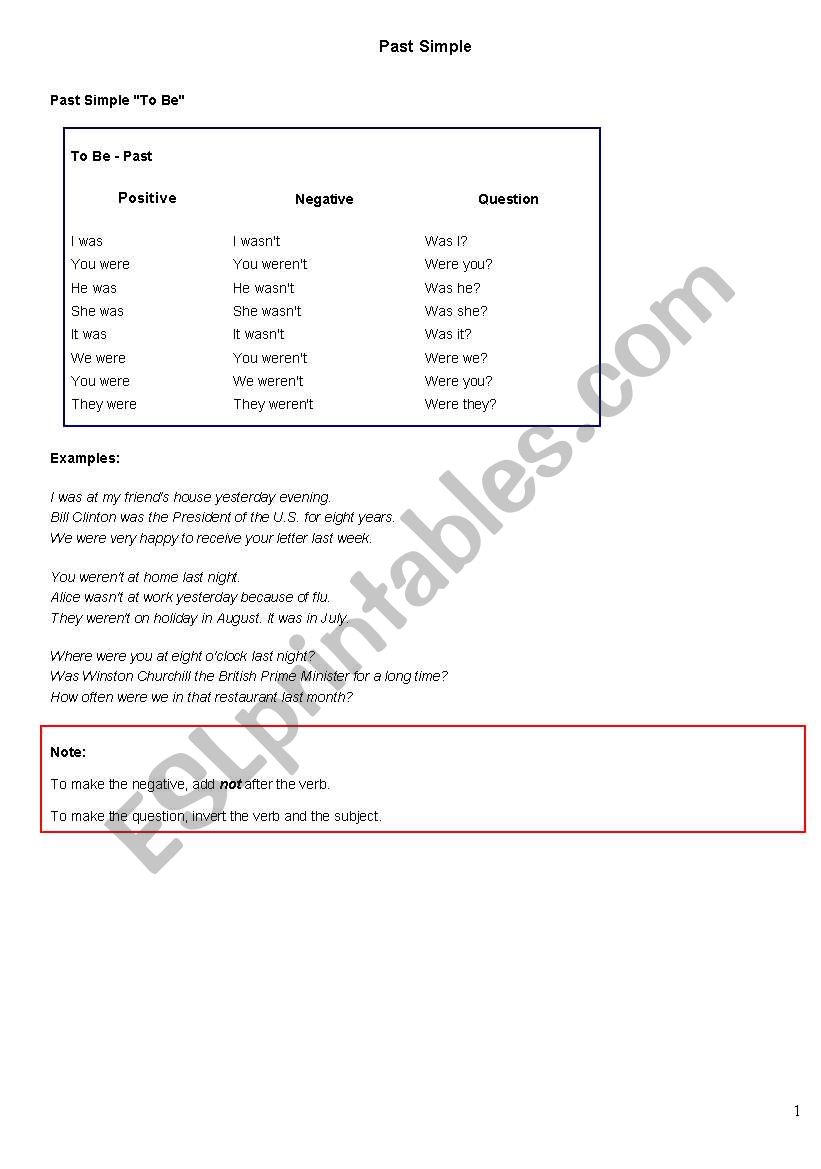 simple past worksheet